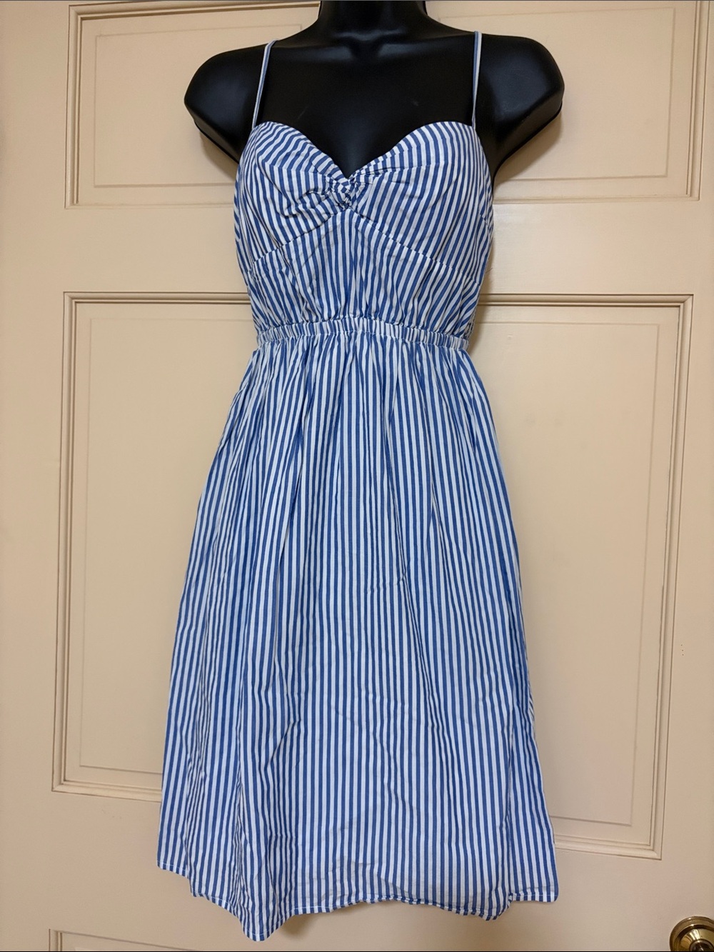 J. Crew Blue and White Striped Midi Sundress